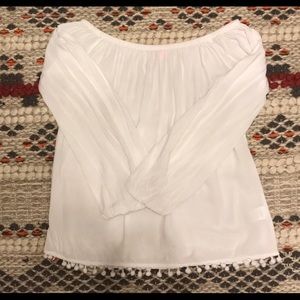 Lilly Pulitzer Off-Shoulder Emma Pom Pom Shirt